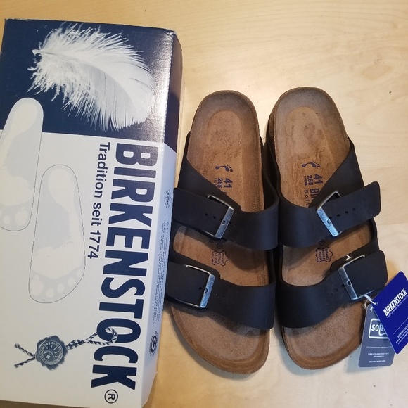 Birkenstock Shoes - NEW in box black leather arizona birkenstocks